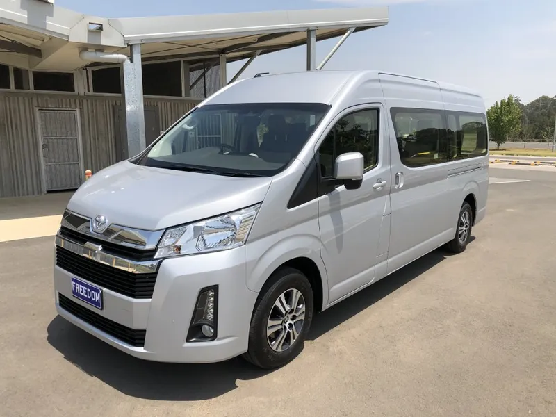 Silver Toyota Hiace Commuter van, representative image for our Toyota Hiace
